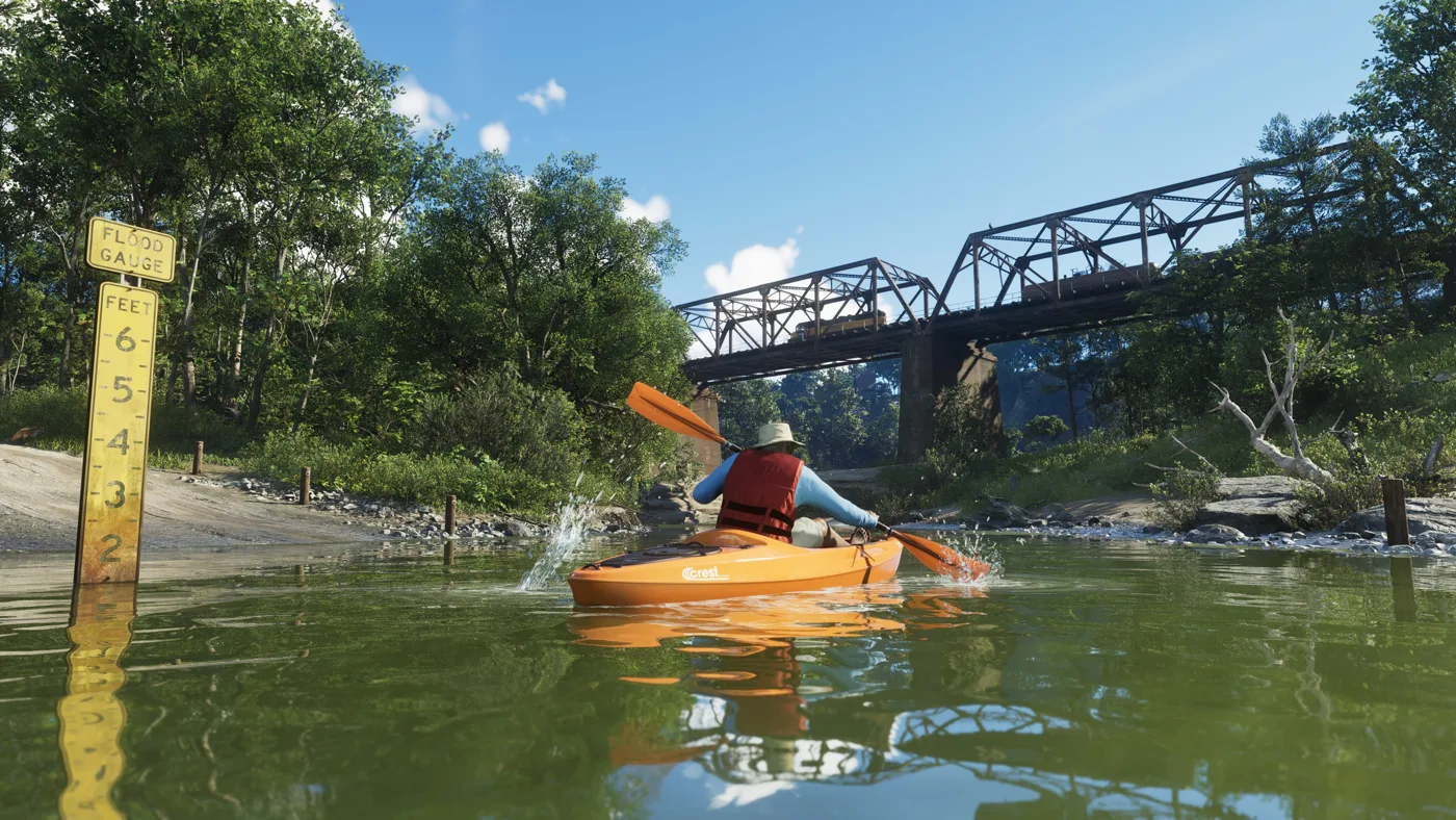 Kayaker beside a bridge in Mount Kalaga